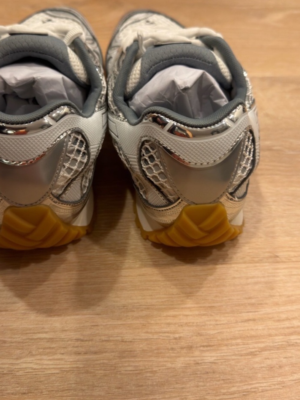 Bottega Veneta White, Gray and Gum Sole Women's Mesh Sneakers - Picture 3 of 4